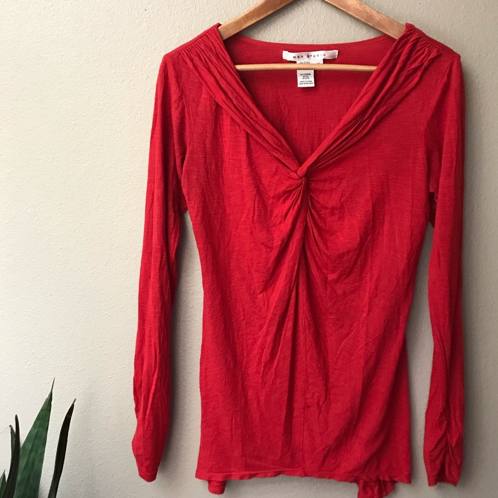 Max Studio Beautiful Draped Red Top Size Med